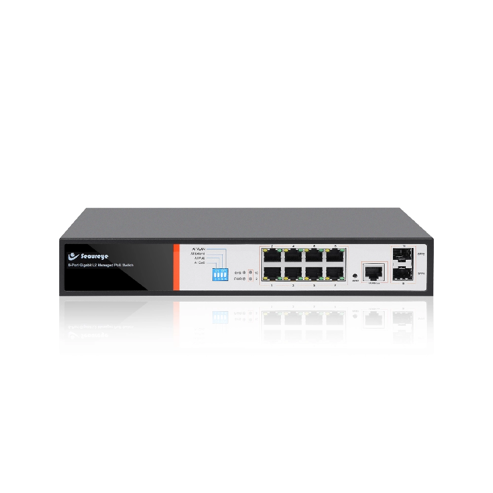 Secureye Poe Switch 8 Port L2 Managed (8 GE + 2 GE SFP Port) S-8GE-M-2UF-AI-VLAN-L2