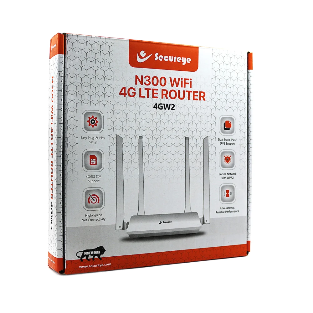 Secureye Sim Router 4G 4 Antenna 300 Mbps S-4GW2