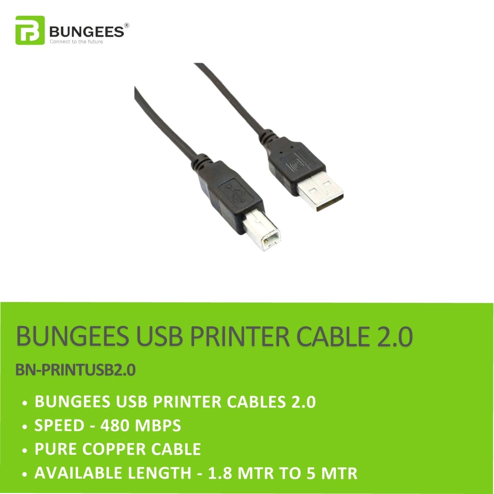 Bungees USB Printer Cable 3m 2.0