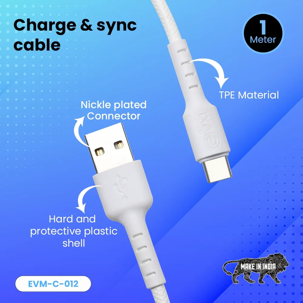 EVM Type-C Charge & Sync Cable EVM-C-012-W (image 5 of 6)
