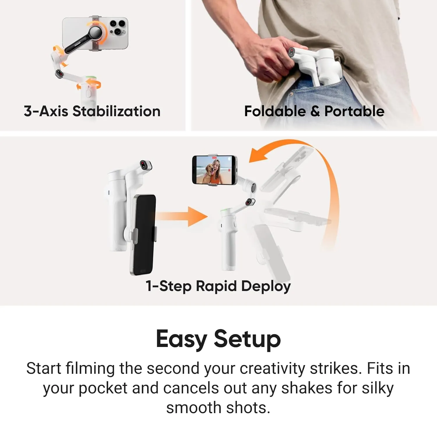 Insta360 AI Tracking  Phone Gimbal Stabilizer Flow 2 Pro (Stone Gray) view 2
